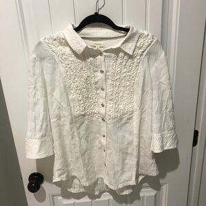 Pilcro Ruffle Button Down